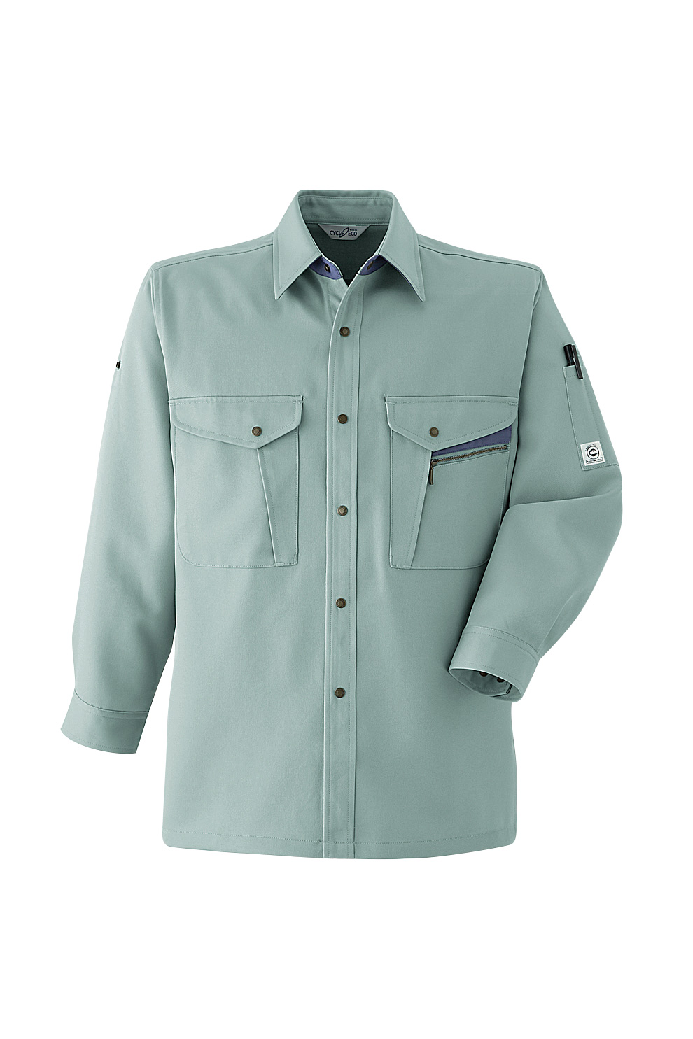 作業服 作業着 長袖シャツ E601 秋冬用 裏綿 メンズ ユニセックス 帯電防止素材 S〜6L ロールアップ ゆったりめ Asahicho | Asahicho | 01