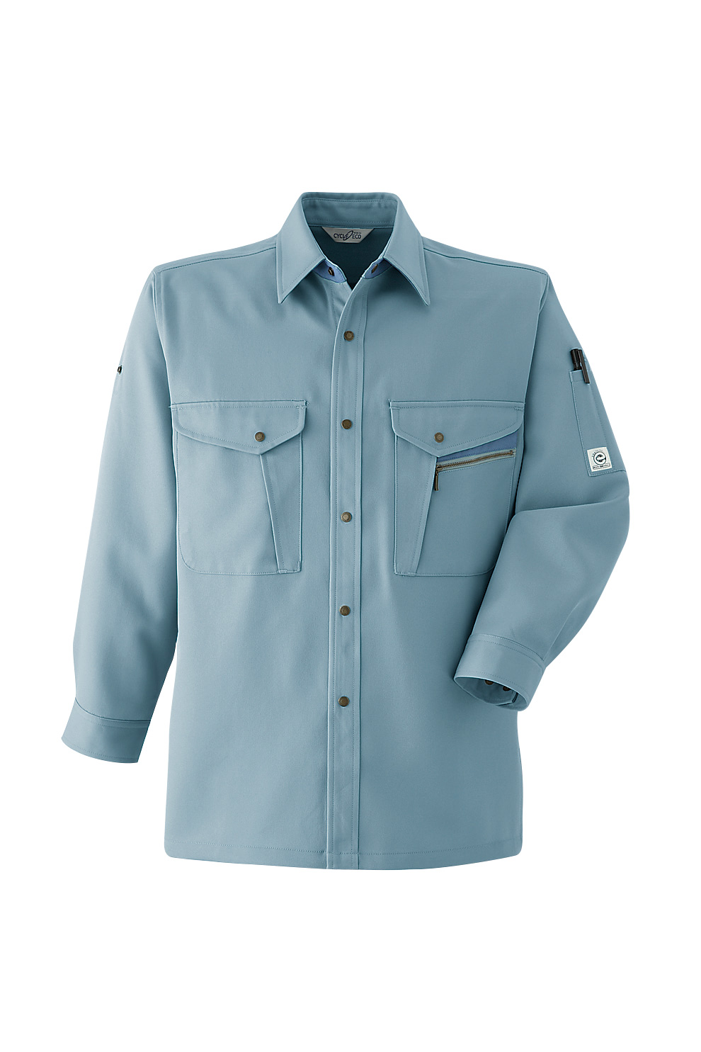 作業服 作業着 長袖シャツ E601 秋冬用 裏綿 メンズ ユニセックス 帯電防止素材 S〜6L ロールアップ ゆったりめ Asahicho | Asahicho | 02