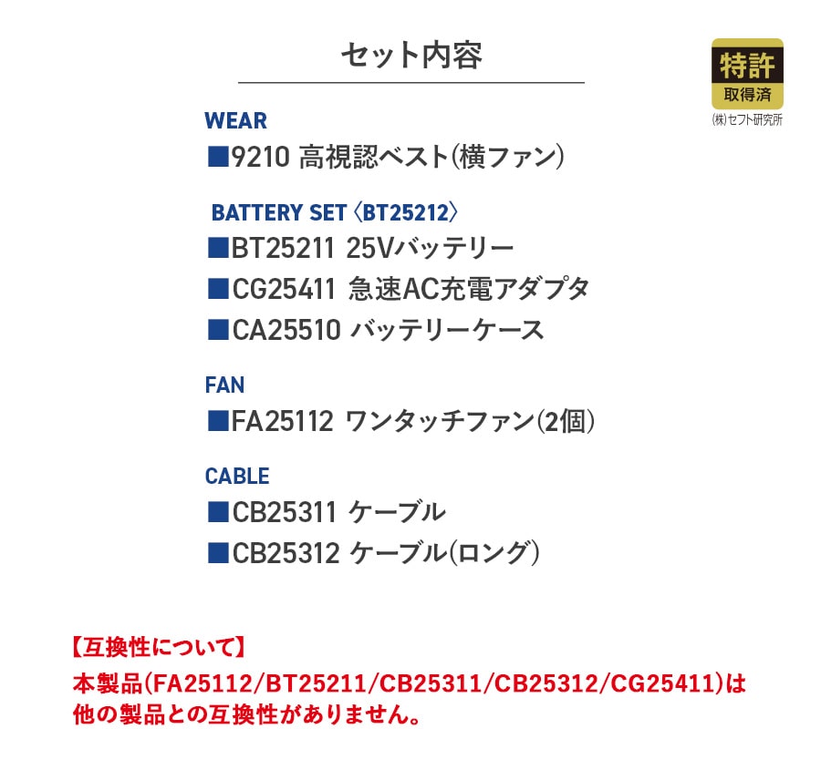 空調服 ファン付ウェア 25Vスターターキット...の詳細画像2