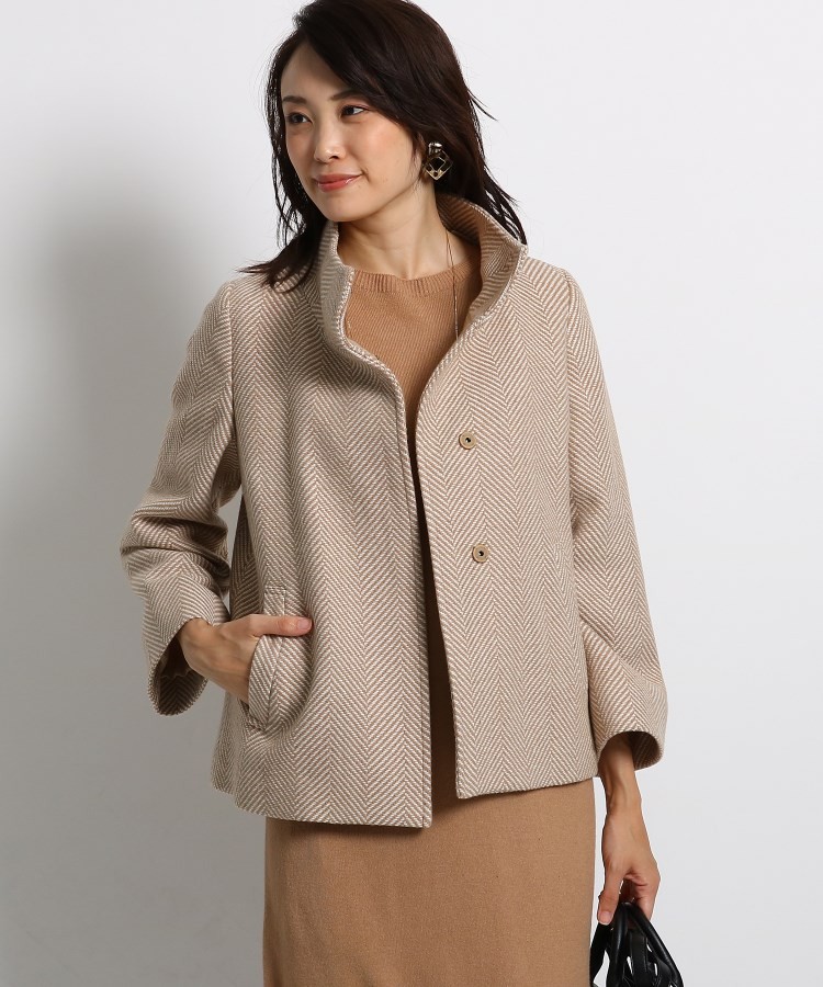 定番人気限定SALE INDIVI(インディヴィ)ヘリンボーンスタンドカラーショートコート (株)ワールド - 通販 - PayPayモール WORLD ONLINE STORE HOTお買い得