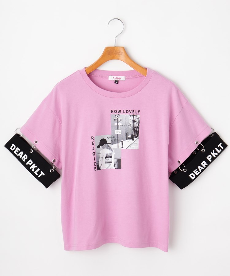 Pink Latte ピンク ラテ ニコラ掲載 袖リング切り替え転写プリントtシャツ World Online Store 株 ワールド 通販 Paypayモール