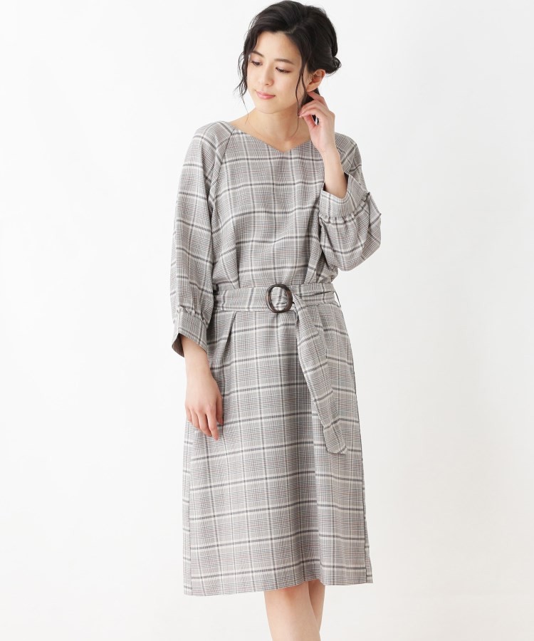 ネイビー Soup スープ リボンベルト付チェックワンピース 株 ワールド 通販 Paypayモール World Online Store