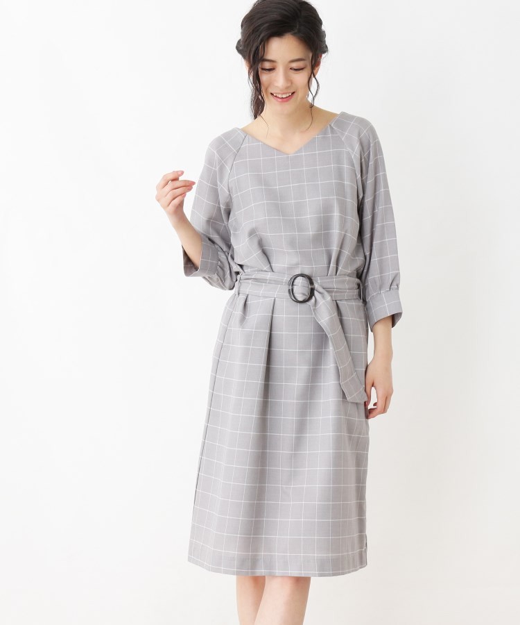 ネイビー Soup スープ リボンベルト付チェックワンピース 株 ワールド 通販 Paypayモール World Online Store