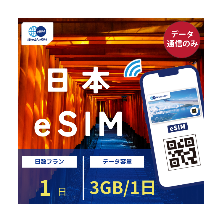日本 国内 eSIM 3GB/day 1日 SIM SIMカード プリペイドSIM データ 通信