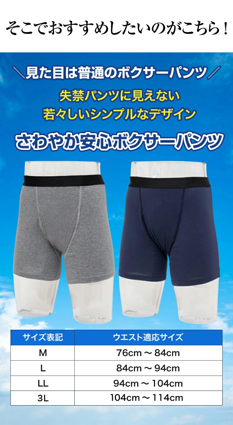 失禁パンツ 男性用 2枚セット 尿漏れパンツ メンズ 100cc ボクサー