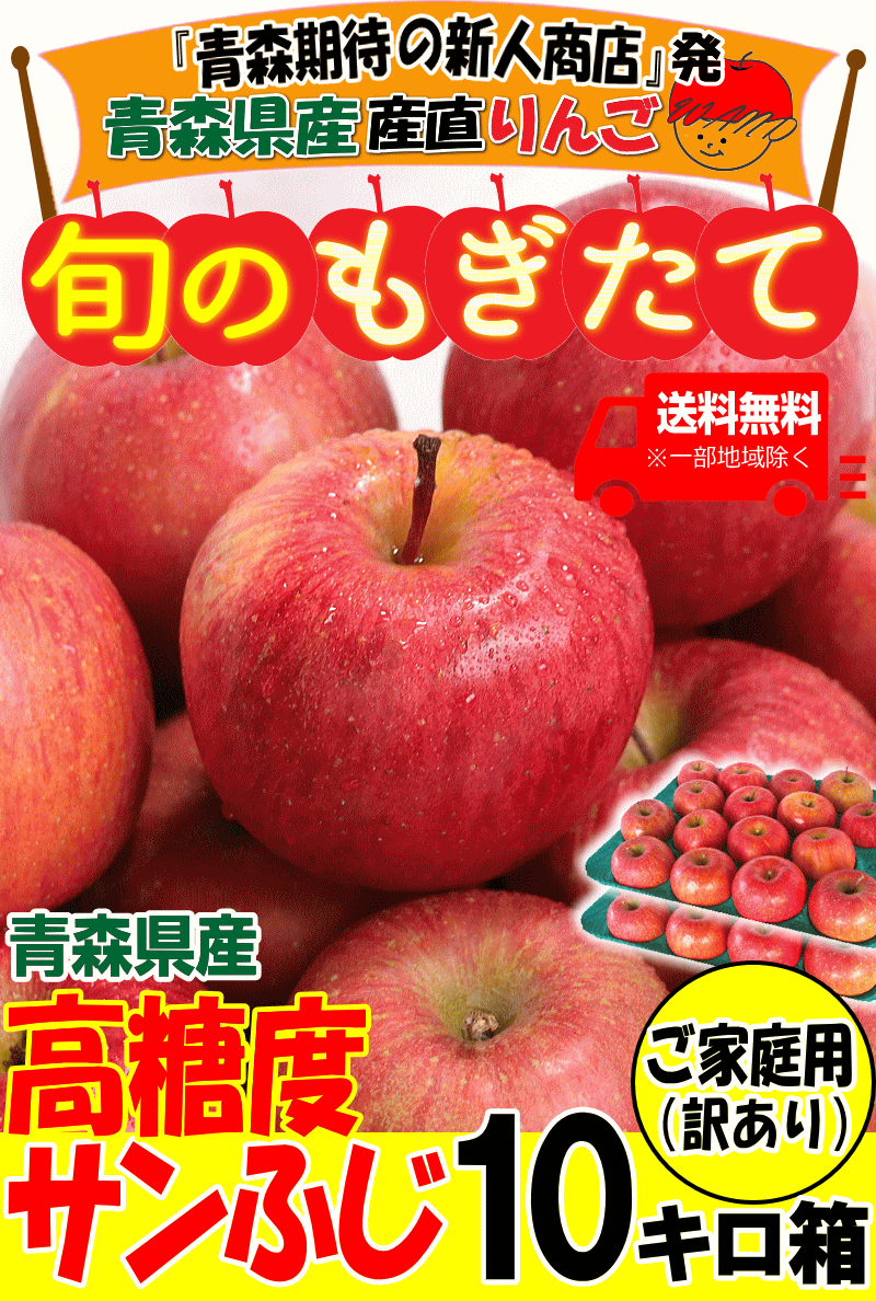 家庭用青森県産りんごサンふじ10キロ箱