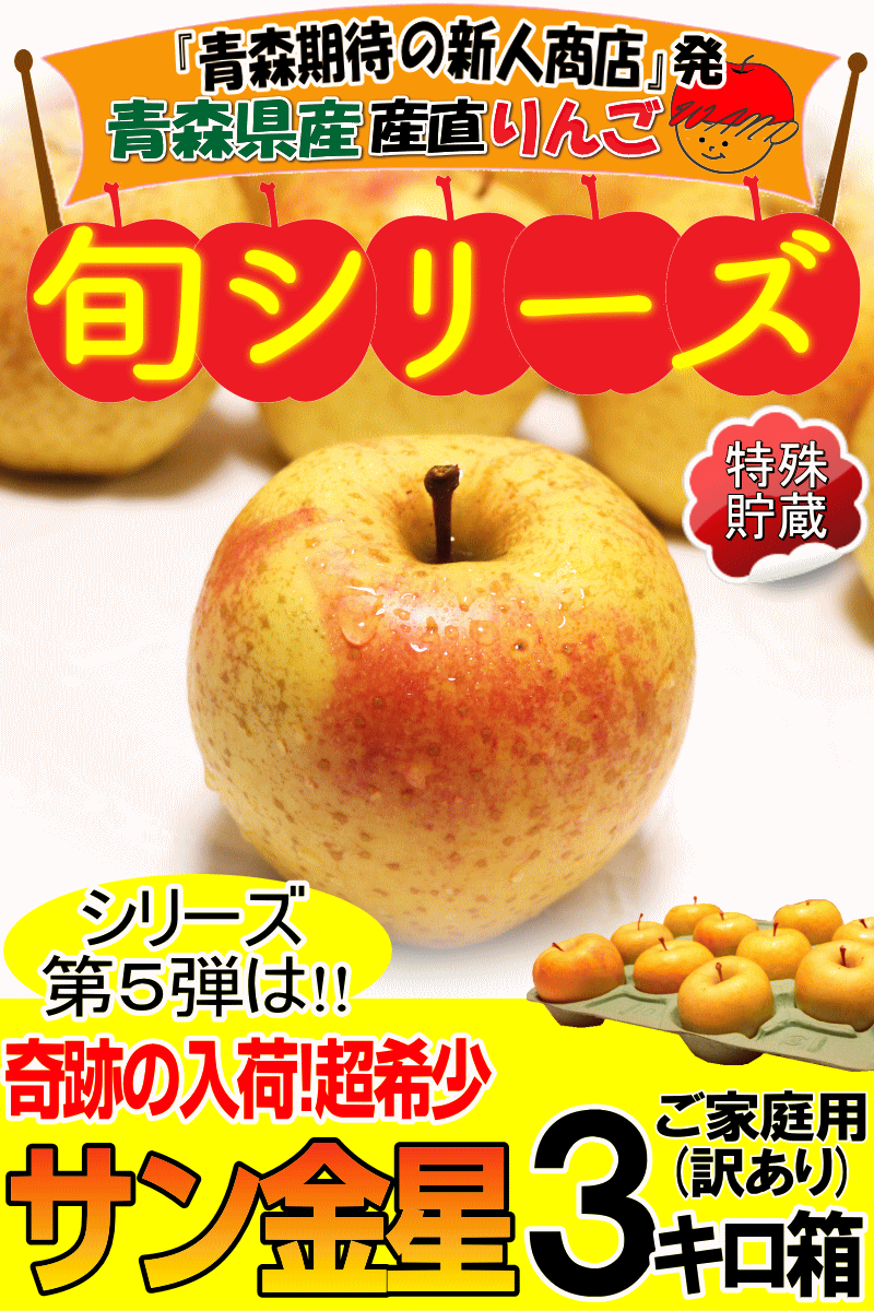 青森県産りんごサン金星3キロ箱