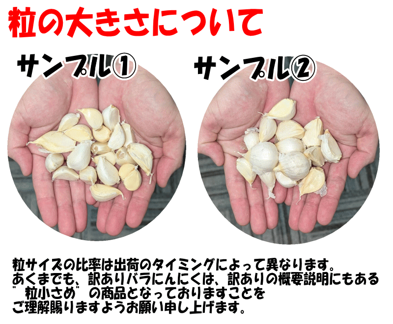 訳あり粒の大きさ