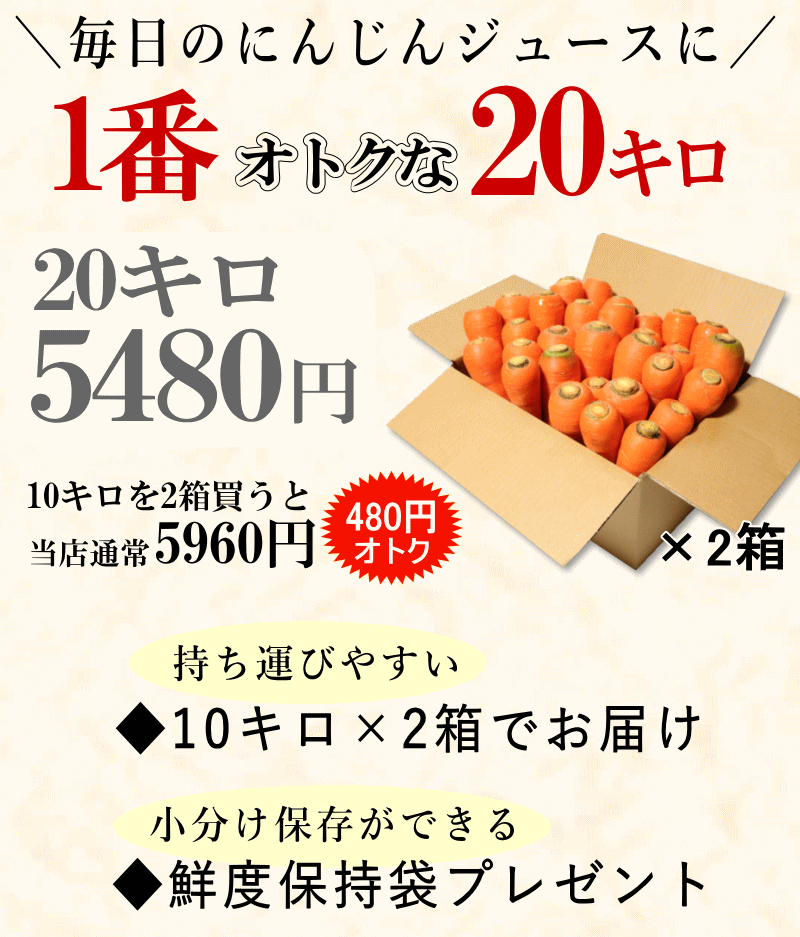 オーガニック 春にんじん 人参 20kg (10kg×2個) 無農薬 人参 送料無料