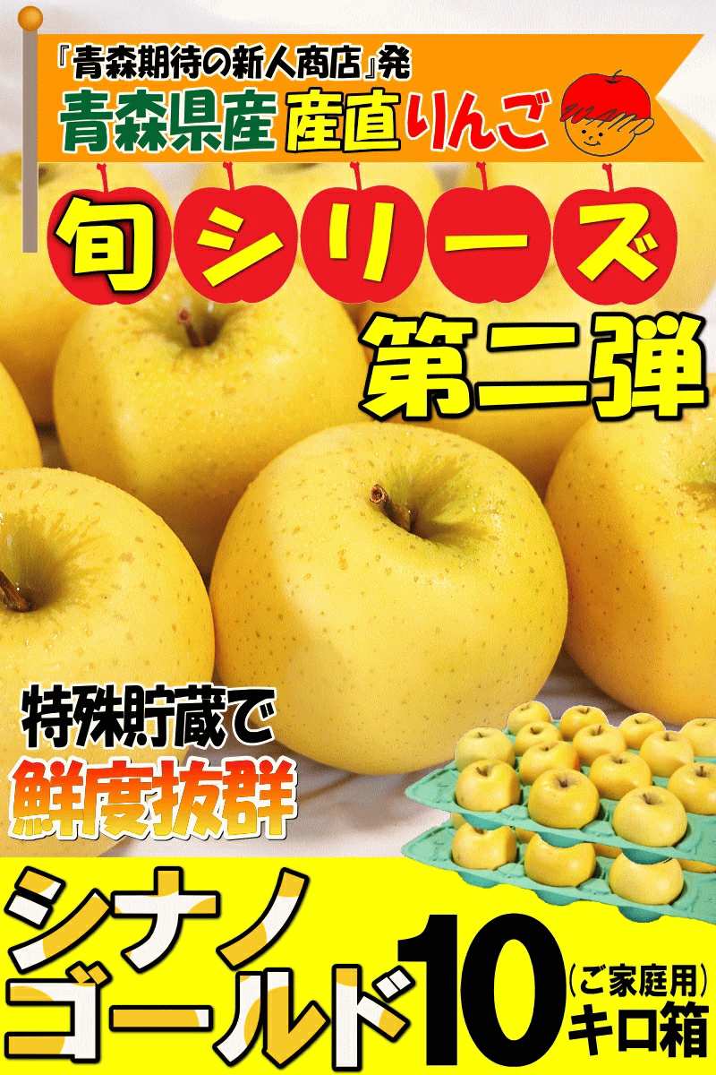 家庭用青森県産りんごシナノゴールド10キロ箱