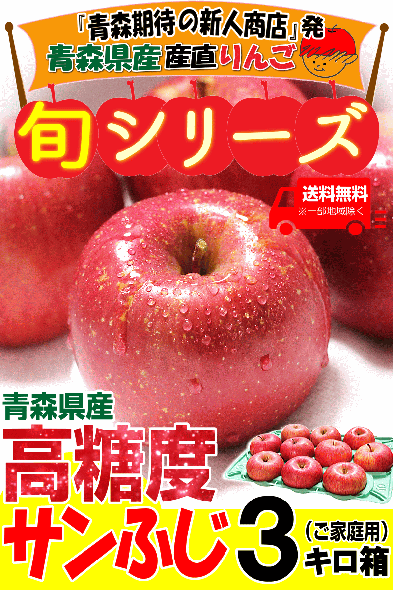 家庭用青森県産りんごサンふじ3キロ箱
