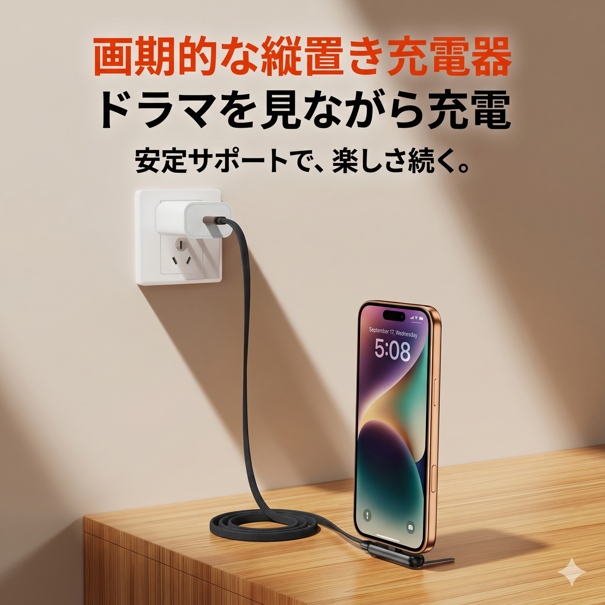 iPhoneライトニングケーブル用 オートバイ強力磁石の充電スタンド。 iPhone 充電ケーブル ライトニング L字 急速充電 スマホスタンド 一
