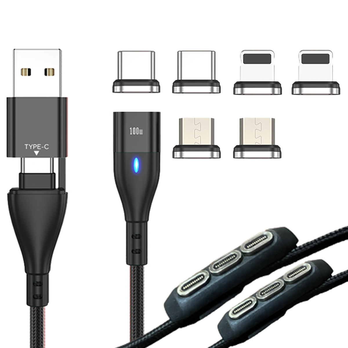 3in1 充電ケーブル マグネット iphone ケーブル usb マルチ タイプcケーブル pdケーブル iPhone ２m 長め Switch 急速充電 60日保証｜world1select｜05