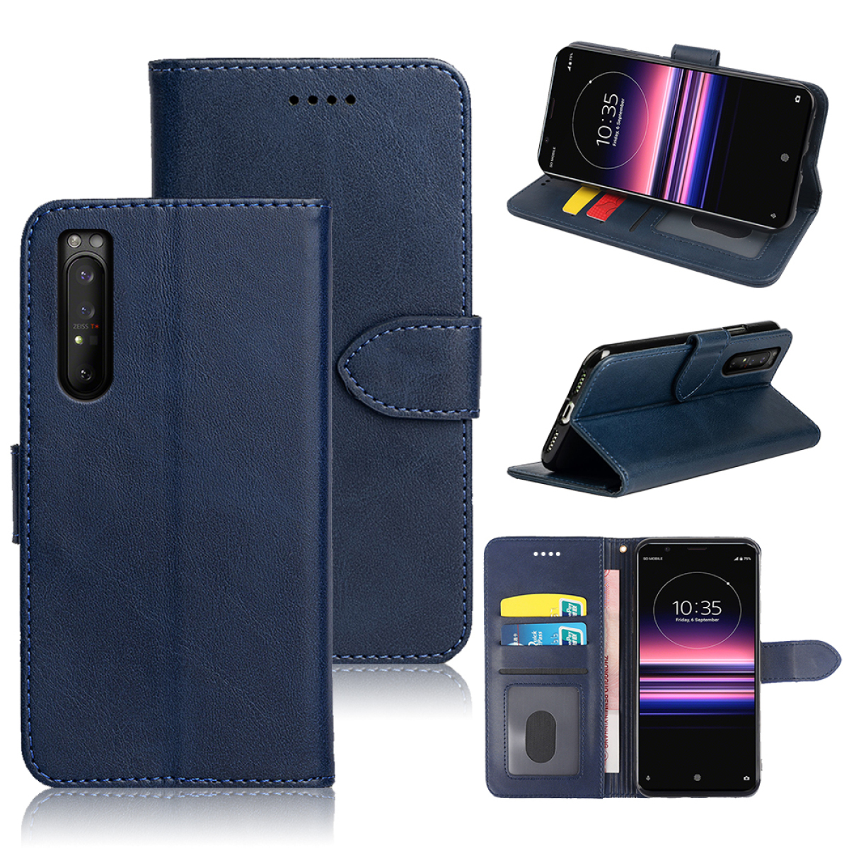 プレミアム合成皮革 滑らか仕上げ 耐摩耗性 強靭縫製 長時間使用可能 Xperia 1