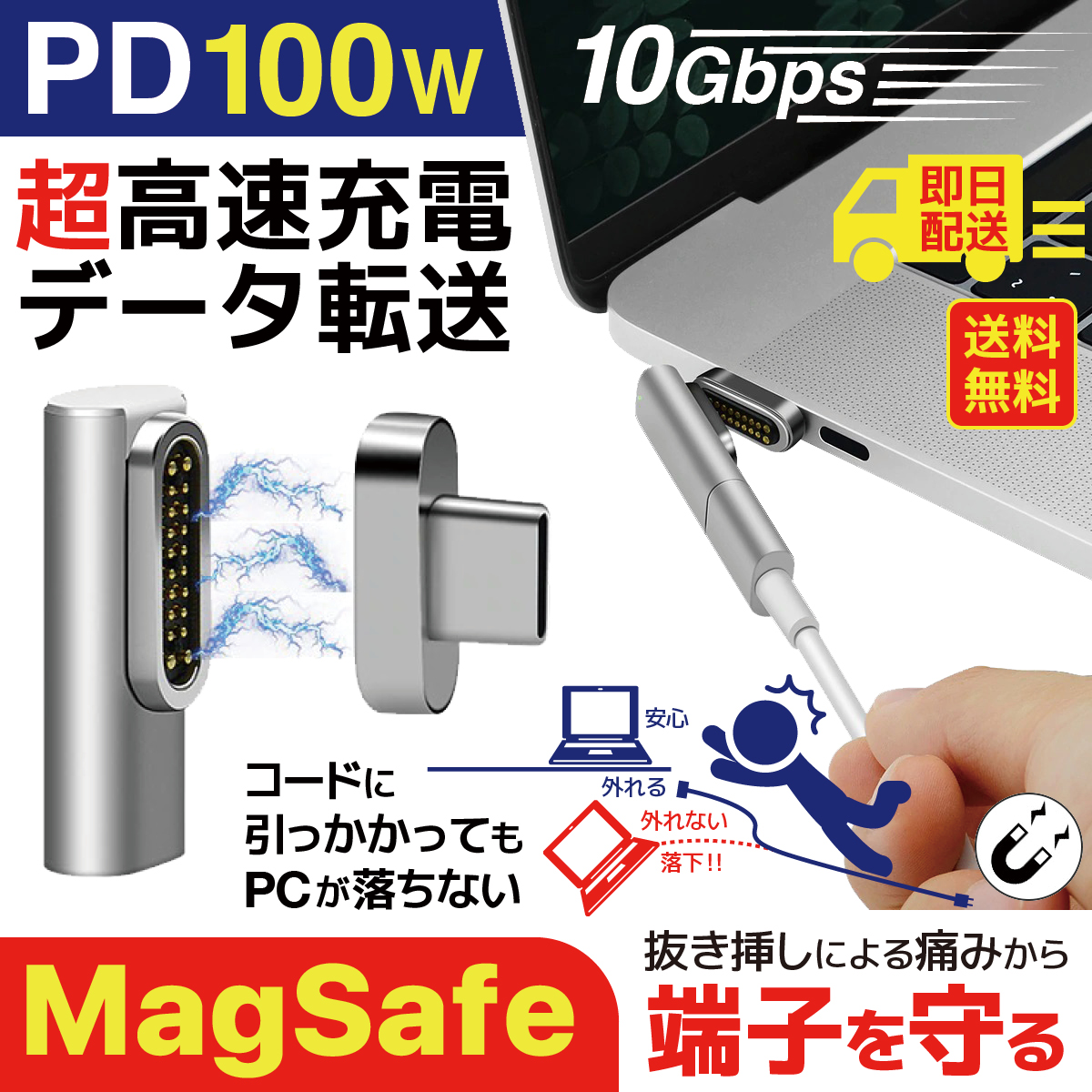 MacBook TypeC PD 充電器 着脱式 MagJet 変換アダプタ リモートワーク 急速充電 落下防止 在宅勤務 便利グッズ :ws-usb- c-magnet-adapter-1:World Select - 通販 - Yahoo!ショッピング