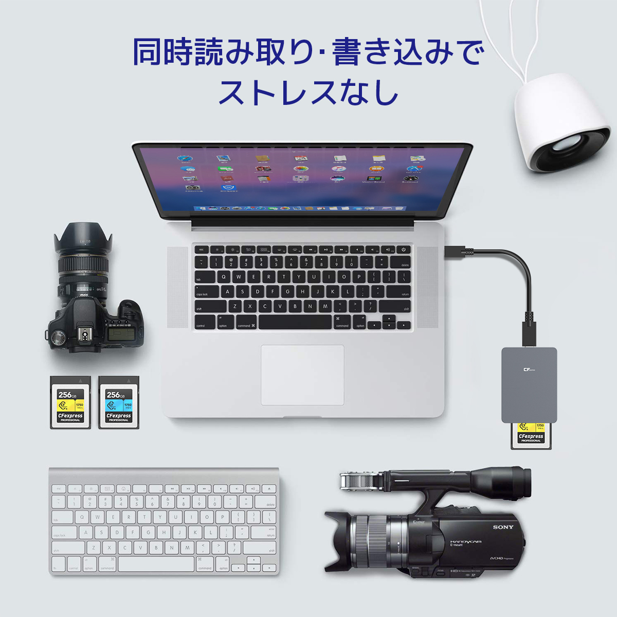 CFexpress type b カードリーダー UHS-II SD4.0 10Gbps USB3.2 GEN2 2TB TypeB ケーブル付 ポータブル アルミ 高速転送 安定伝送 | ブランド登録なし | 05