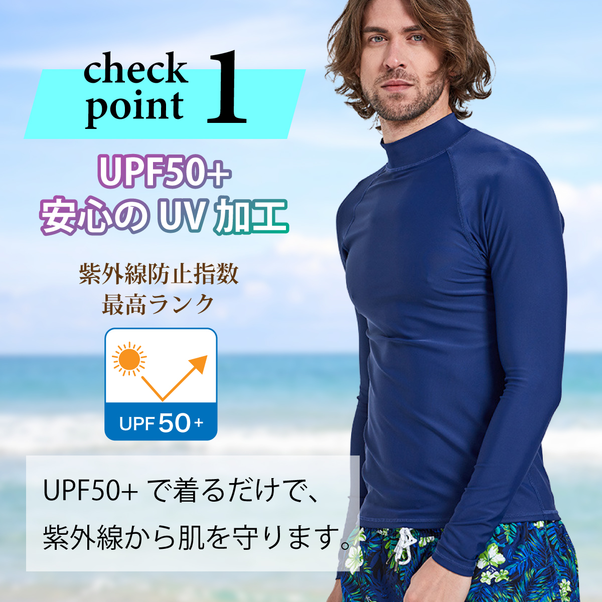 MENS RASHGUARD 2color UPF50+