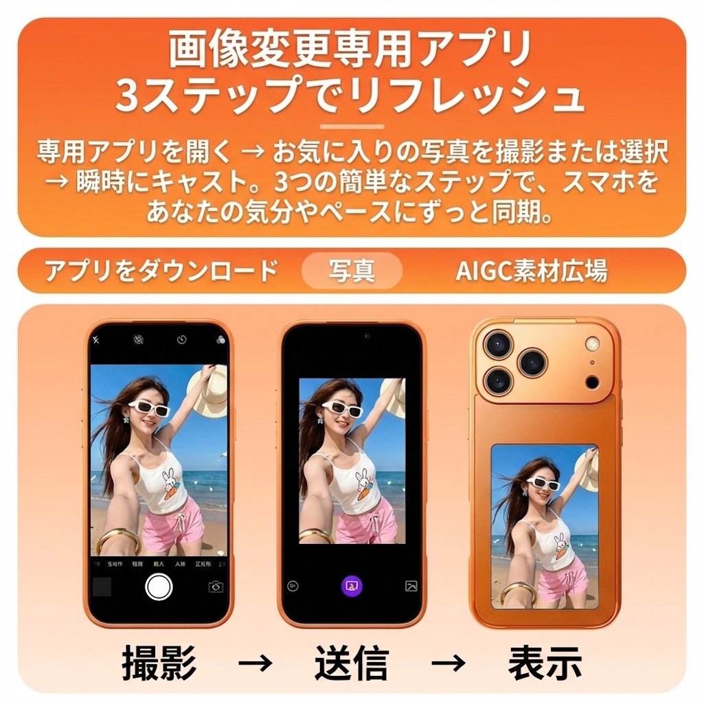 iPhone 17 ケース E-Ink 背面ディスプレイ スクリーン付きケース NFC バッテリー不要 カスタム 電子ペーパー DIY 壁紙 推し活 | ブランド登録なし | 01