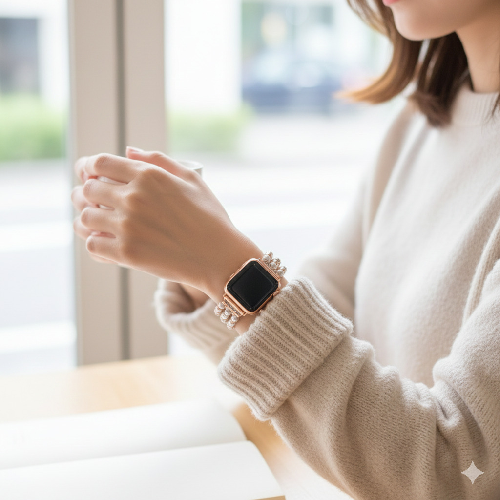 AppleWatchバンド 11/10/9/8 フォーマル 42mm 40mm 38mm 女性 パールブレスレット ラインストーン チェーン AppleWatch レディース | ブランド登録なし | 01