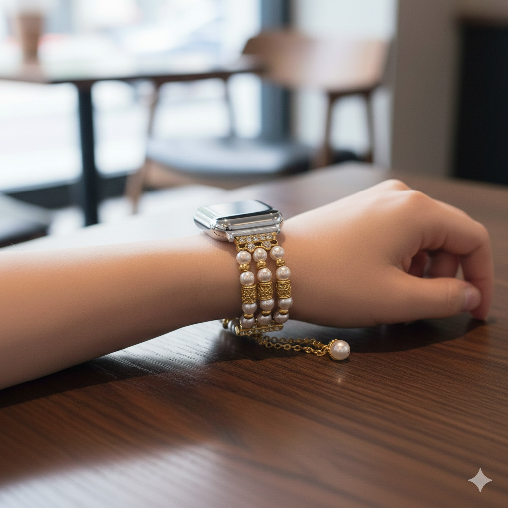 AppleWatchバンド 11/10/9/8 フォーマル 42mm 40mm 38mm 女性 パールブレスレット ラインストーン チェーン AppleWatch レディース | ブランド登録なし | 05