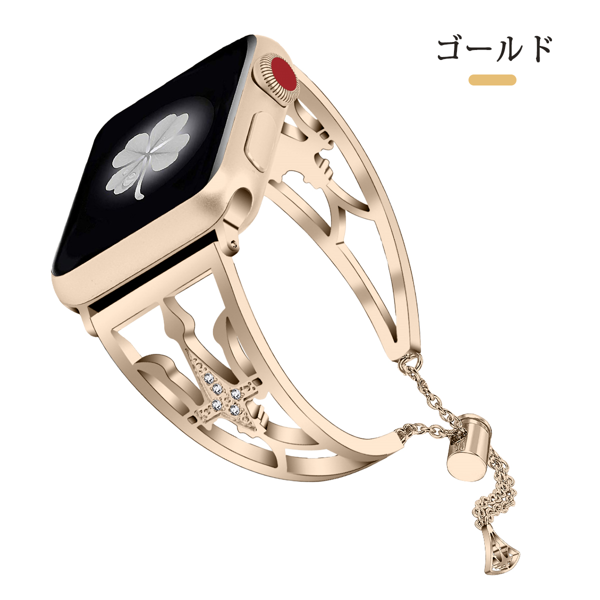 AppleWatchバンド 11/10/9/8 女性 王冠 45/41/42mm ステンレス ベルト キラキラ レディース チェーン 王冠モチーフ 38/40/41 | ブランド登録なし | 10