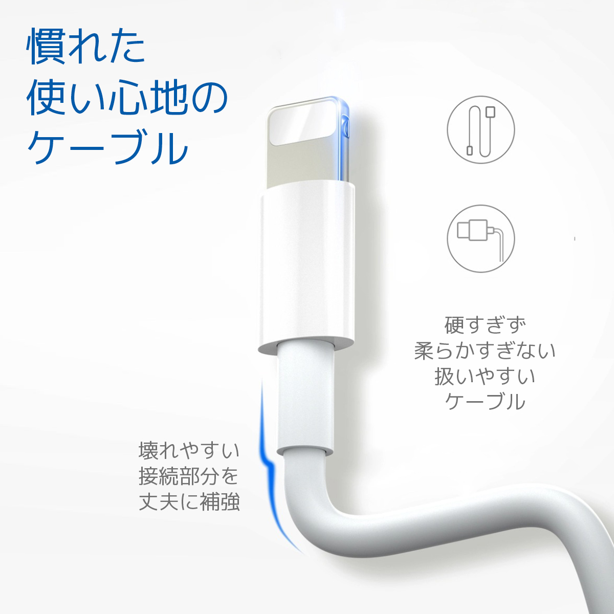 Lightning ケーブル 充電 iPhone ２m ライトニングケーブル USB 2m PD 急速充電 type-c タイプC データ転送 60日保証