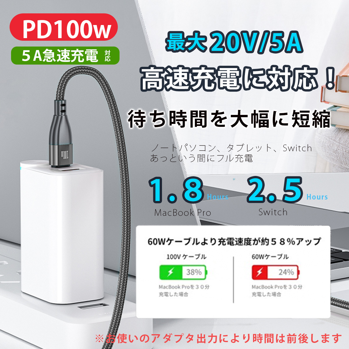 【180度回転】iPhone 17 急速充電ケーブル PD 100W 光る Type-C to Type-C 2m 1m データ転送 USB-A変換アダプタ付 高速充電 I型 typeC コード 1m L字 | ブランド登録なし | 02