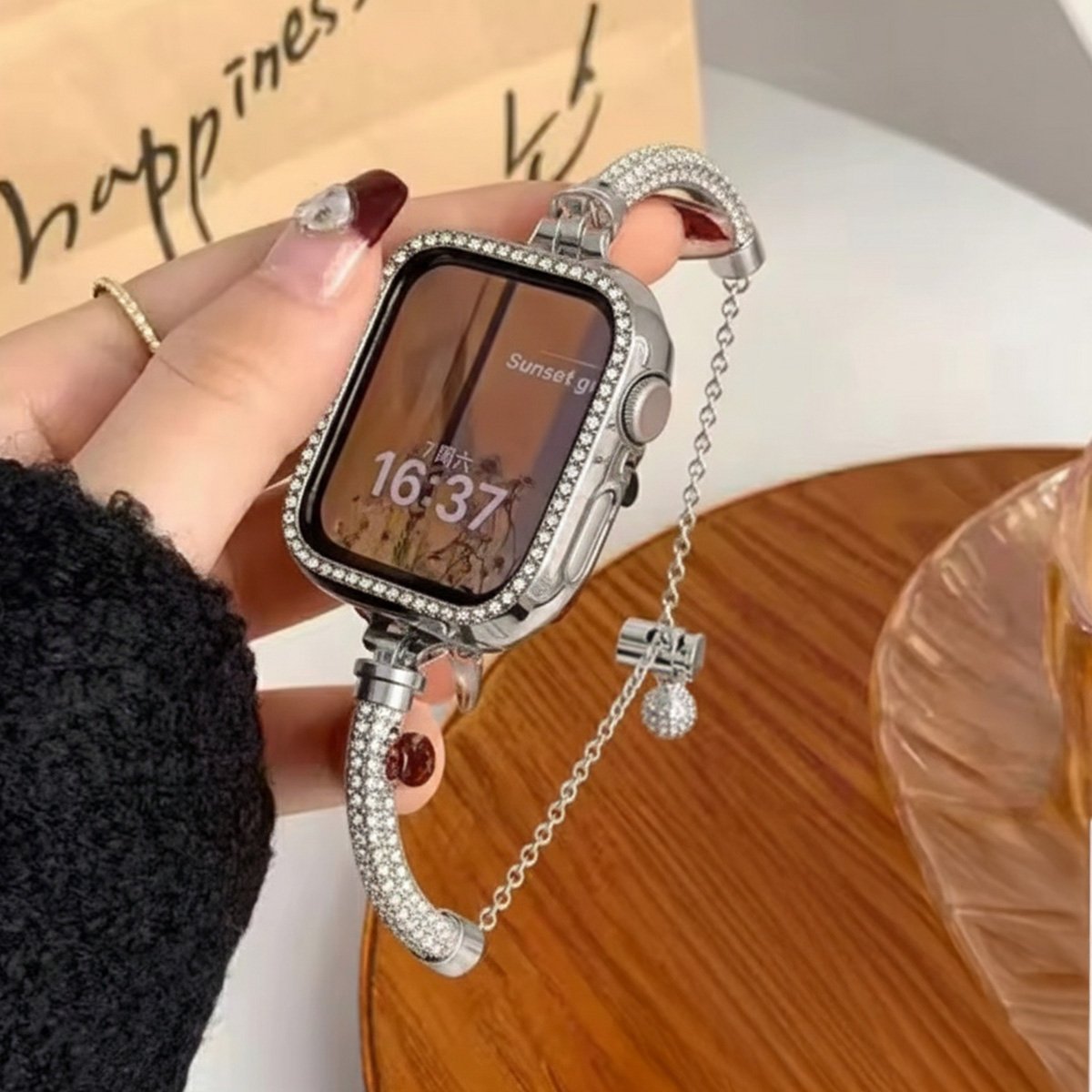 AppleWatchバンド 女性 キラキラ 11/10/9/8 ベルト 42/45mm ケース ラインストーン 工具不要 チェーン | ブランド登録なし | 16