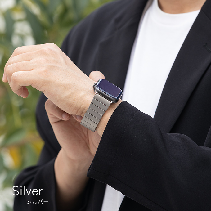 アップルウォッチ バンド apple watch ベルト チタン 40mm 41mm 42mm 44mm 45mm 46mm 11 10 9  se ステンレス メンズ ビジネスの画像