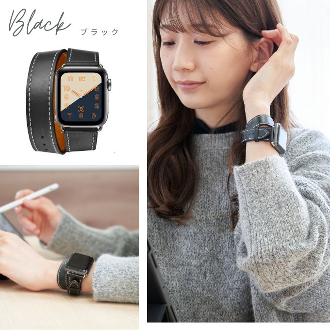 値下げ中⭐︎AppleWatch HERMES レザーバンドブラック-