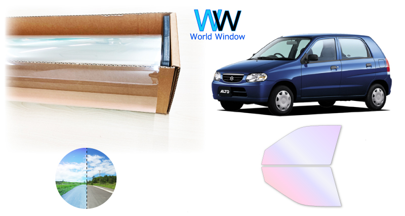 遮熱 オーロラ(グロウゴースト91)  スズキ アルト 5ドア (HA12S) カット済みフィルム フロントドアセット | BRAINTEC