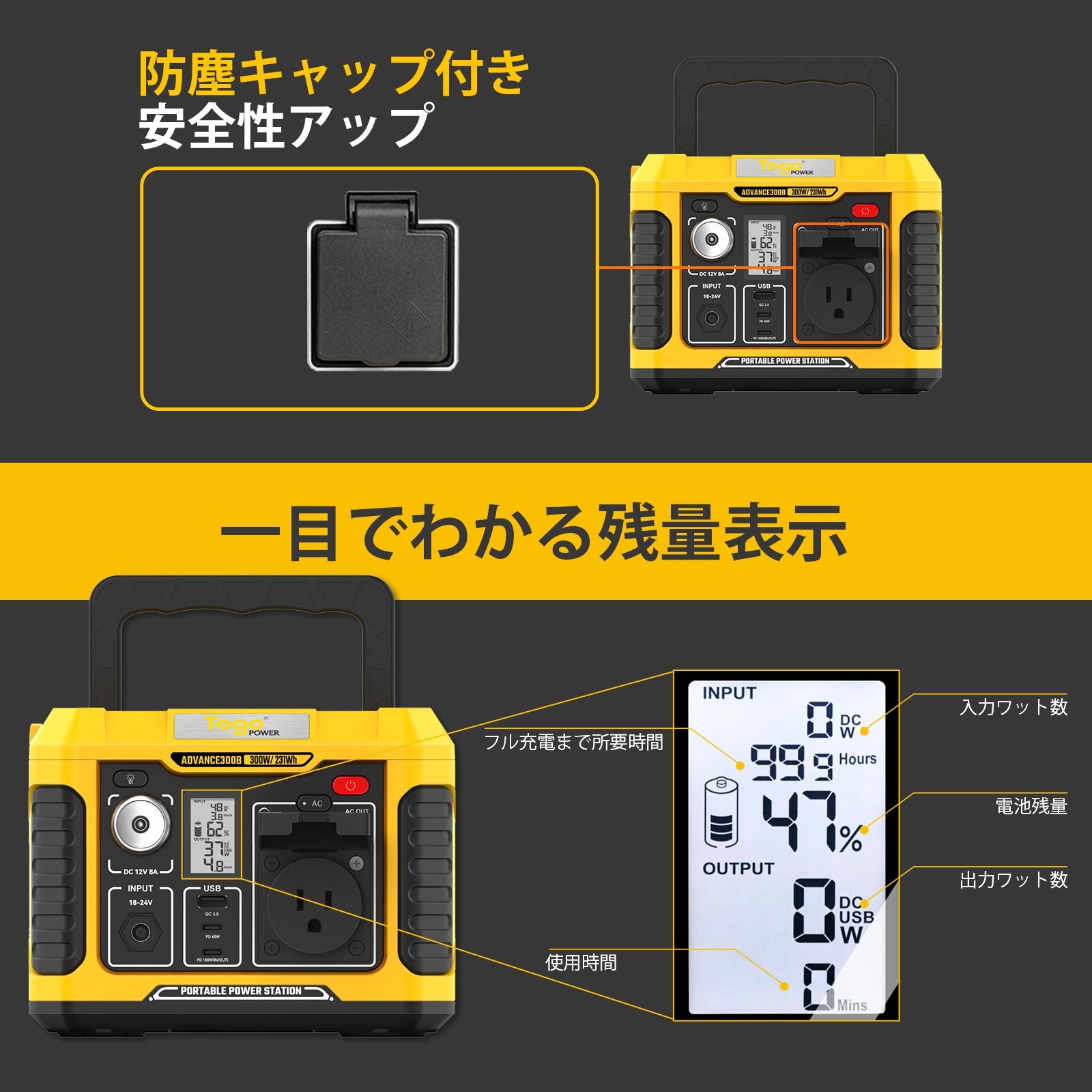 ポータブル電源 大容量 300W 231Wh / 62400mAh 蓄電池 家庭用 発電機 車中泊 キャンプ アウトドア 防災グッズ PSE認証済 :  togopower-350 : AINOHOT アウトドア専門店 - 通販 - Yahoo!ショッピング