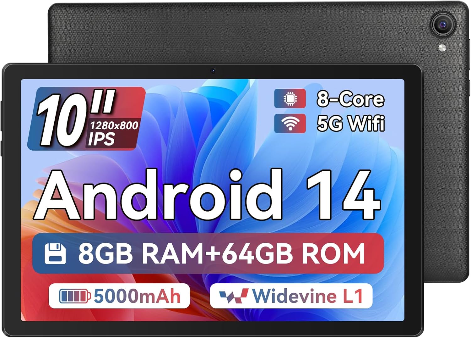 Android 14 Tablet, Octa-Core Android Tablet, 8GB RAM+64GB