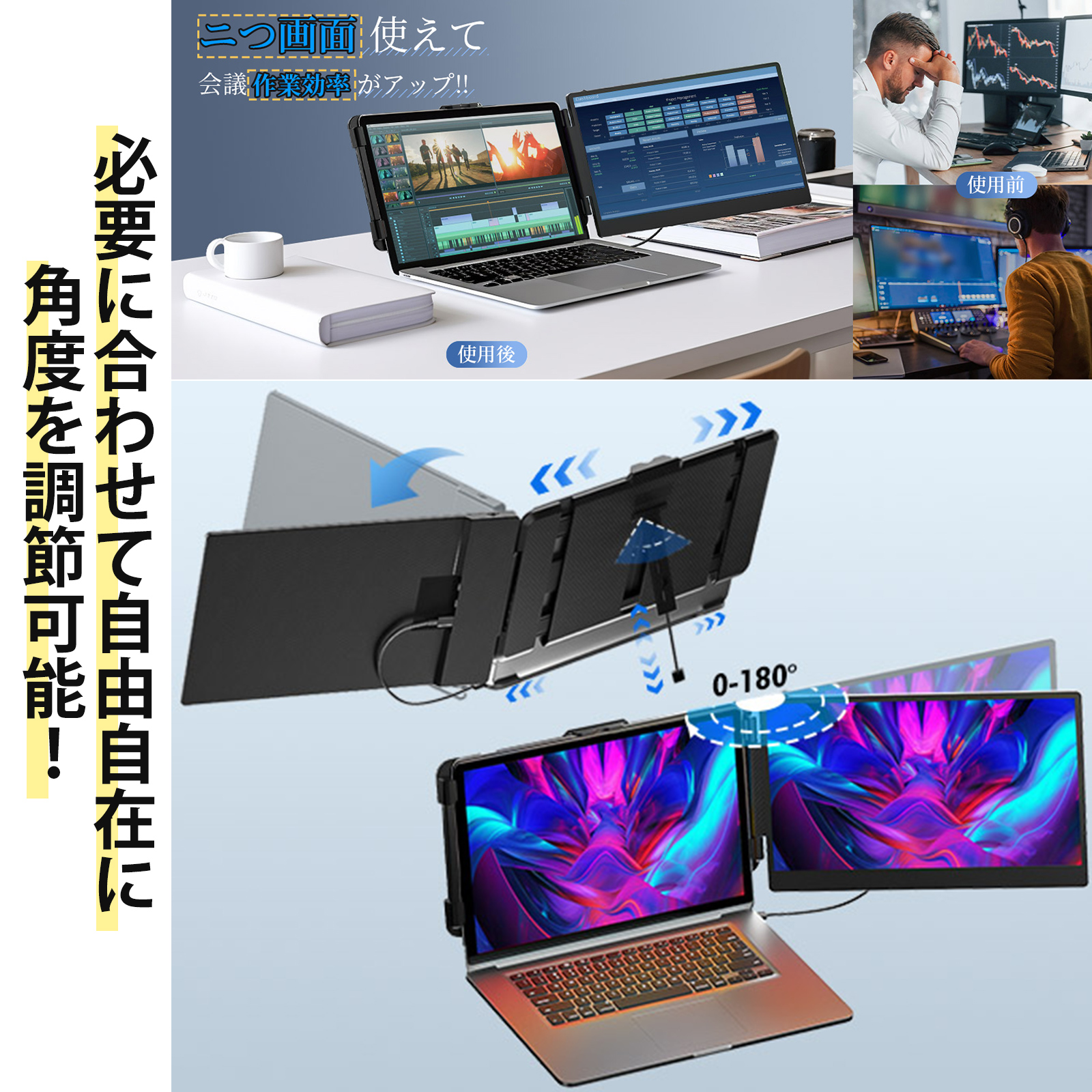 デュアルモニター モバイルモニター 14インチ ディスプレ