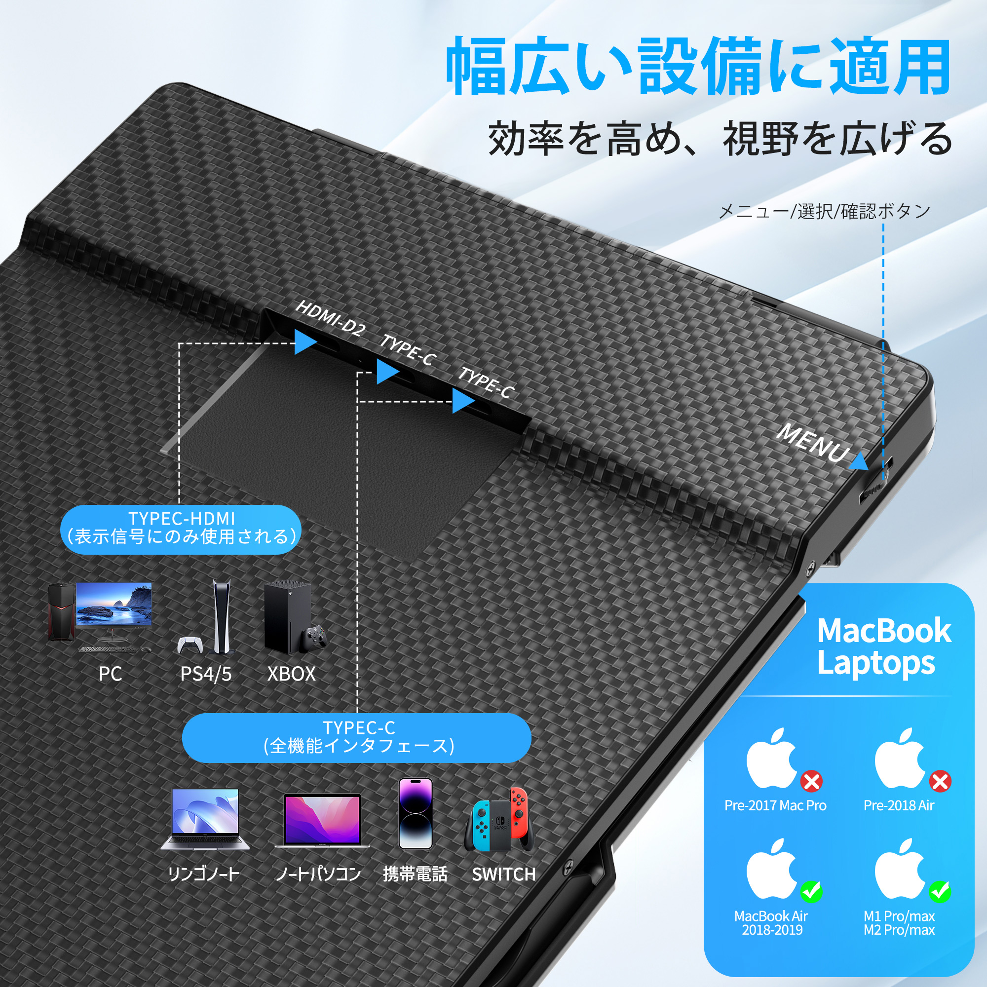 モバイルモニター 2画面 14インチFHD 1080P 360°回転 Amazon.co.jp: 14インチ デュアルディスプレイ ポータブルモニタ