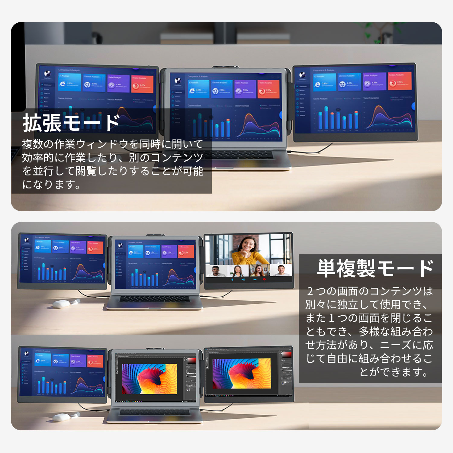 デュアルモニター 14インチ モバイルモニター　1080P 軽量　拡張2画面 Amazon.co.jp: デュアルディスプレイ ダブルモニター トリプルモバイル