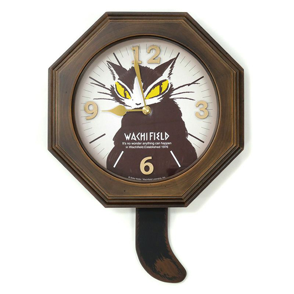 わちふぃーるど ダヤン　美品　にゃんキューテイル 振り子時計　※希少品 ジタンのテイル振子時計 わちふぃーるどダヤン ネコグッズ : わちふぃ