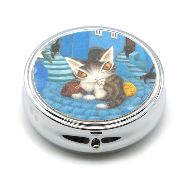 Amazon.co.jp: スチール ピルケース 丸猫 アクセサリー入れ わち