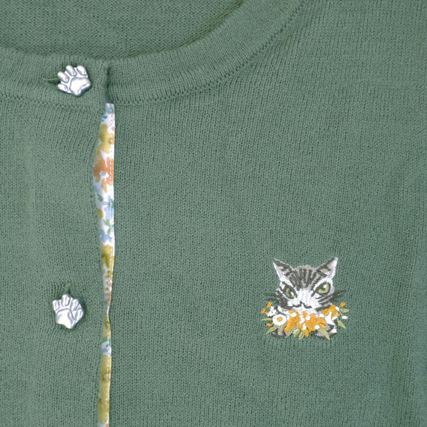 ダヤン 猫 服 わちふぃーるど 猫足ボタンニットカーデ ミモザ（KH/NV）Lサイズ カーディガン 長袖  猫のダヤン ダヤングッズ ワチフィールド wachifield dayan 猫足ボタンニットカーデL ミモザKH わちふぃーど ダヤン : わ