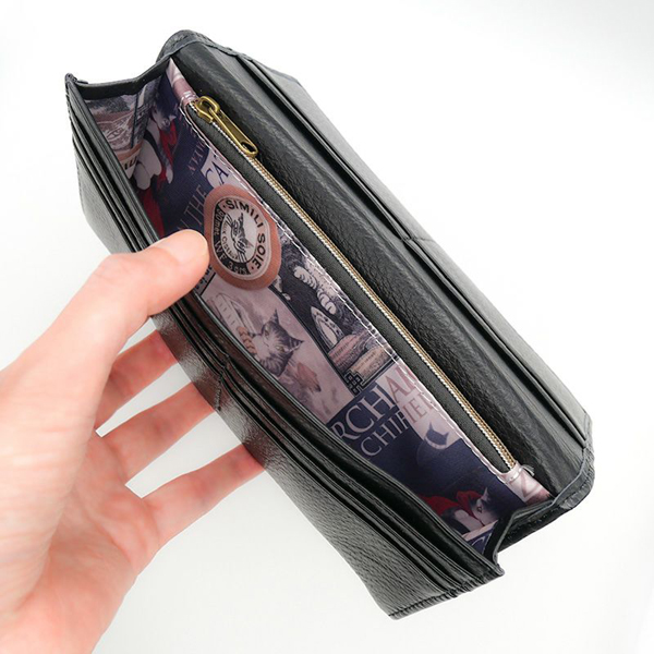 わちふぃーるど アルカイック長札入れ 黒 ダヤン 財布 : わちふ