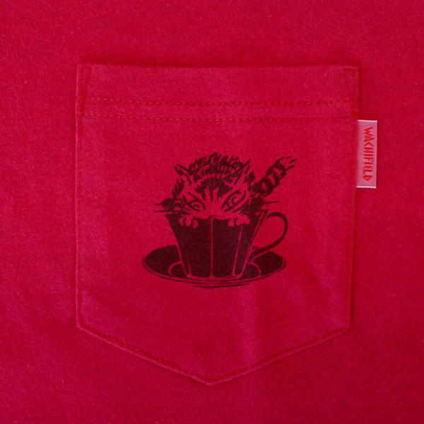 ダヤンGoods・バックプリントポケＴ Ｌ カフェ 赤【完売しだい終了】 バックプリントポケT L カフェ 赤 わちふぃーるど ダヤン T