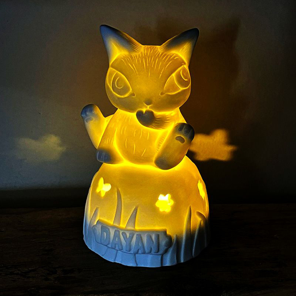 わちふぃーるど ダヤンランプ 置物 ライト 白磁ミニランプ 僕迷子