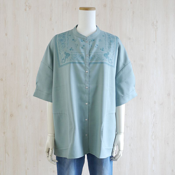 ダヤン  服  わちふぃーるど  バンダナ柄ＢＯＸシャツ  水浅葱  フリーサイズ シャツ バンダナ柄BOXシャツ F 水浅葱 わちふぃーるど ダヤン : わ