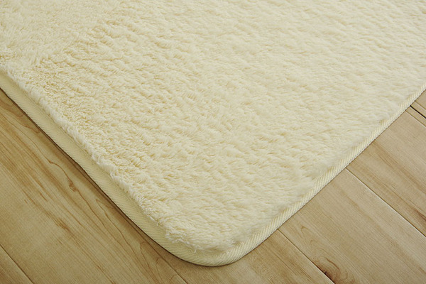 ラグマット/絨毯 〔長方形 4畳 無地 オレンジ 約200×300cm〕 洗える 