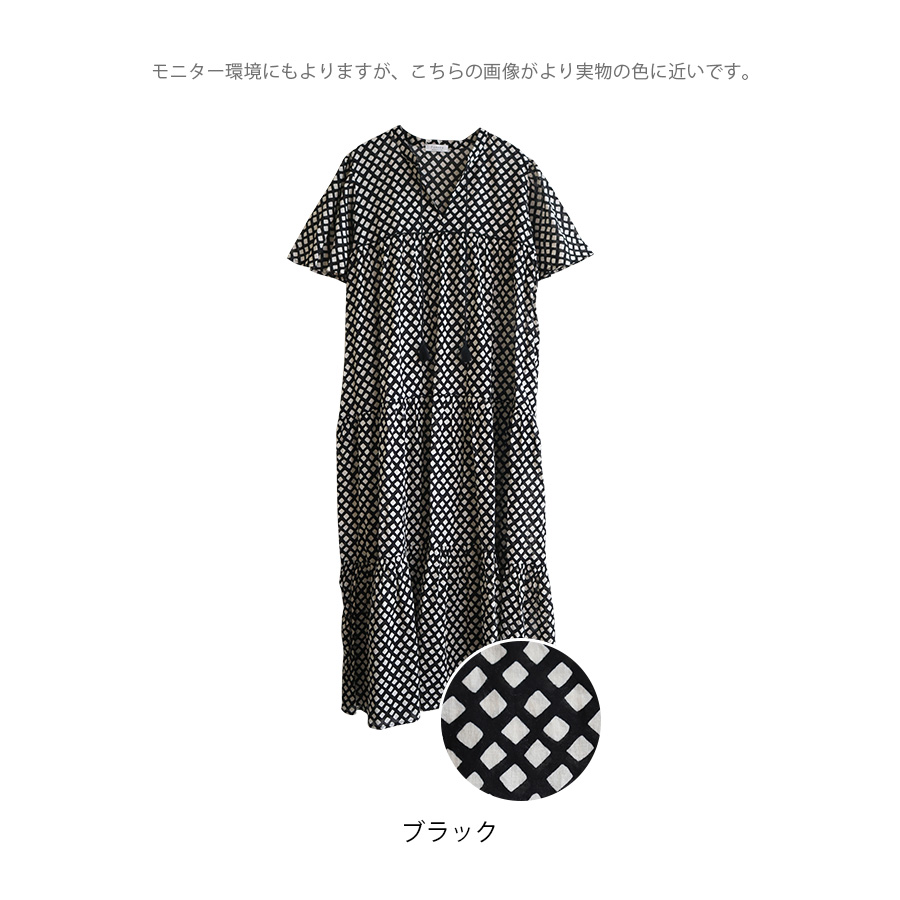ダイヤ柄プリントワンピース Fanaka インド綿 |  | 09