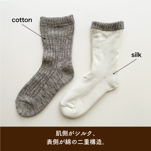 ローゲージシルク&コットン二重編みソックス(厚手) ciel serein |  | 02