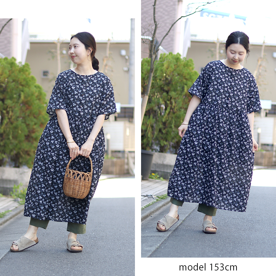 花柄半袖インド綿ワンピース 【Little Market】インド綿 100