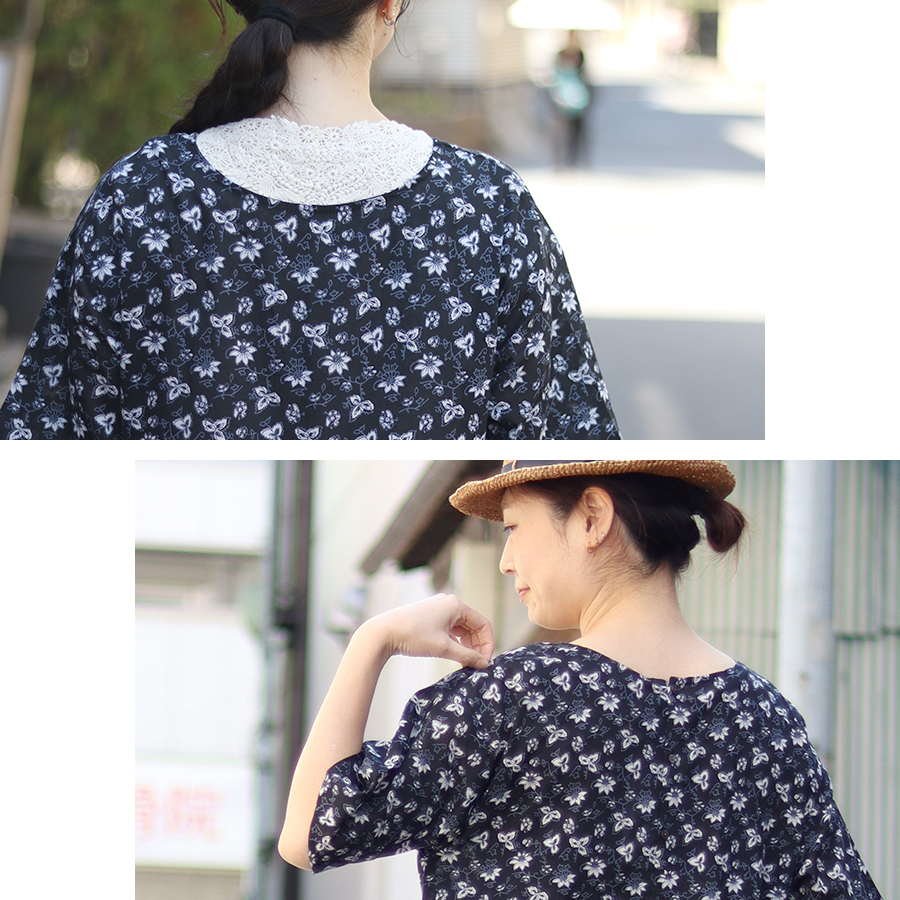 花柄半袖インド綿ワンピース 【Little Market】インド綿 100