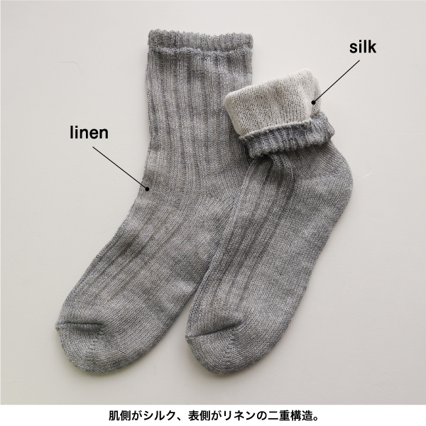 シルク&リネン二重編みソックス ciel serein |  | 03