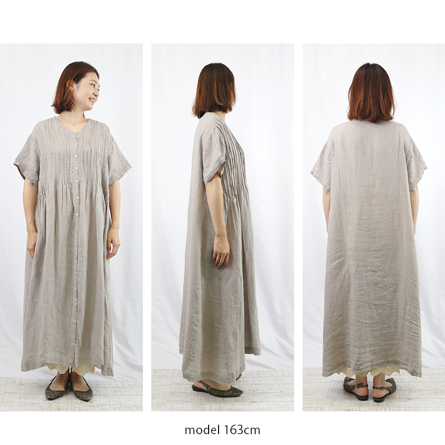 リネンシャンブレーピンタックワンピース 08Mab : W Pocket - 通販